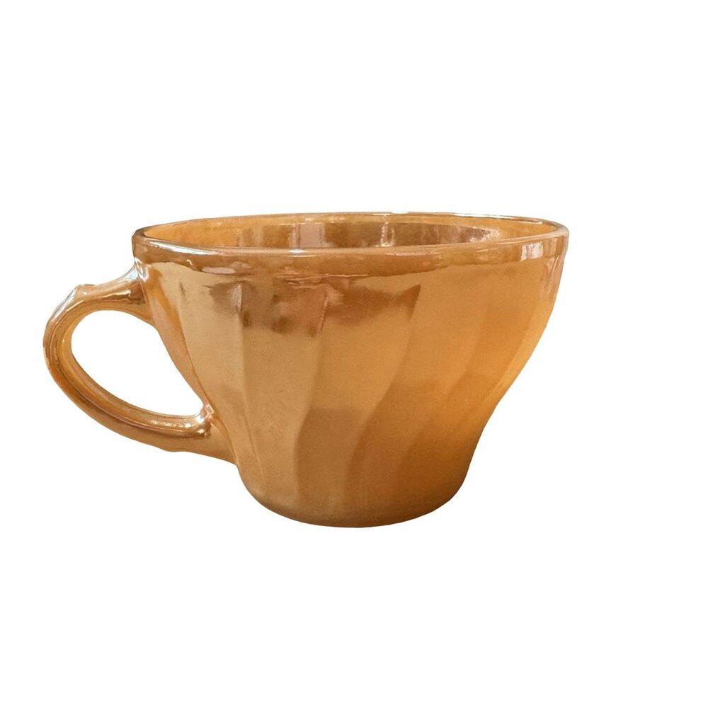 Peach Lustre Swirl Cup 2.5” Anchor Hocking Vintage